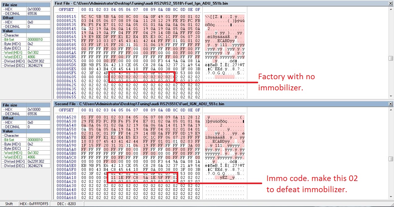 picture of the immo code. 551B top and 551C bottom.